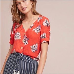 Maeve Hensley orange floral top